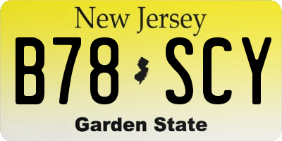 NJ license plate B78SCY