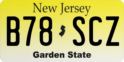 NJ license plate B78SCZ