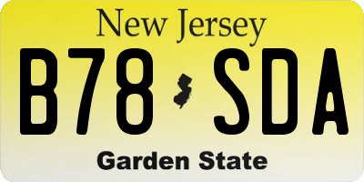 NJ license plate B78SDA