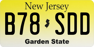 NJ license plate B78SDD