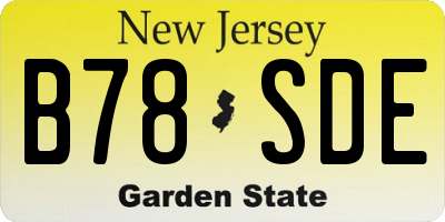 NJ license plate B78SDE