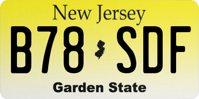 NJ license plate B78SDF