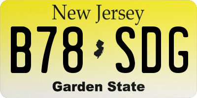 NJ license plate B78SDG
