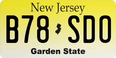 NJ license plate B78SDO