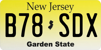 NJ license plate B78SDX