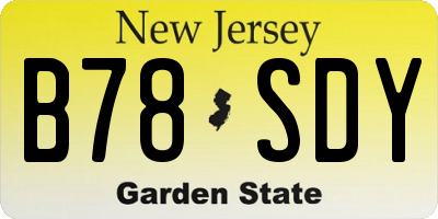 NJ license plate B78SDY