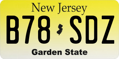 NJ license plate B78SDZ
