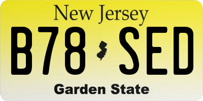 NJ license plate B78SED