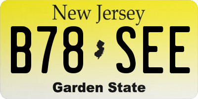 NJ license plate B78SEE