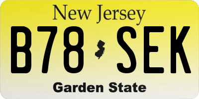 NJ license plate B78SEK