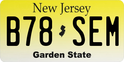 NJ license plate B78SEM