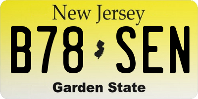 NJ license plate B78SEN