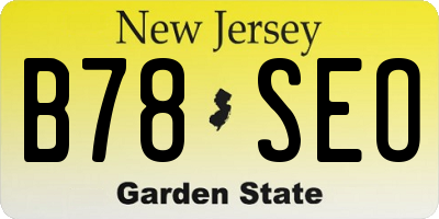 NJ license plate B78SEO
