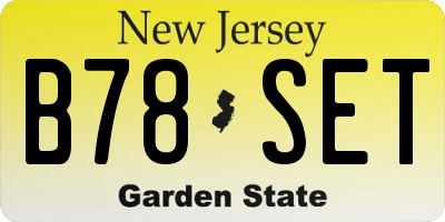 NJ license plate B78SET