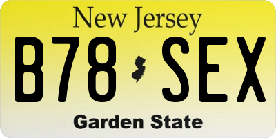 NJ license plate B78SEX
