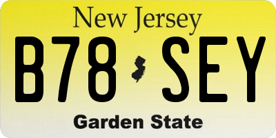 NJ license plate B78SEY