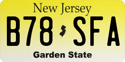 NJ license plate B78SFA