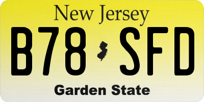NJ license plate B78SFD