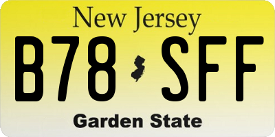 NJ license plate B78SFF