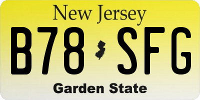 NJ license plate B78SFG