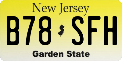 NJ license plate B78SFH