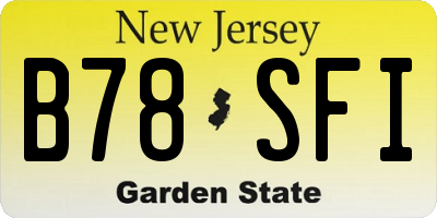 NJ license plate B78SFI