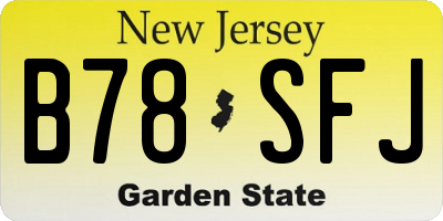 NJ license plate B78SFJ