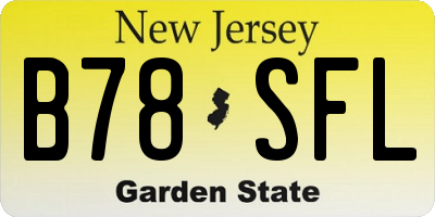 NJ license plate B78SFL