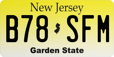 NJ license plate B78SFM