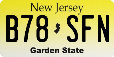 NJ license plate B78SFN