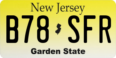 NJ license plate B78SFR