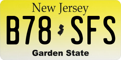 NJ license plate B78SFS