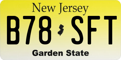 NJ license plate B78SFT