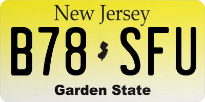 NJ license plate B78SFU
