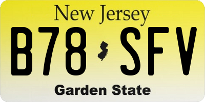 NJ license plate B78SFV