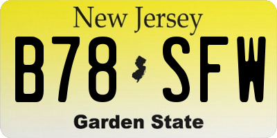 NJ license plate B78SFW