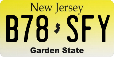 NJ license plate B78SFY
