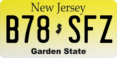 NJ license plate B78SFZ