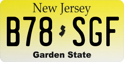 NJ license plate B78SGF