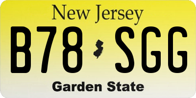 NJ license plate B78SGG