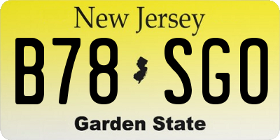 NJ license plate B78SGO