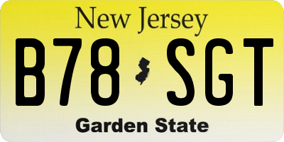 NJ license plate B78SGT
