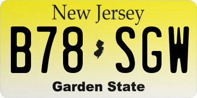 NJ license plate B78SGW