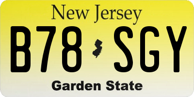 NJ license plate B78SGY