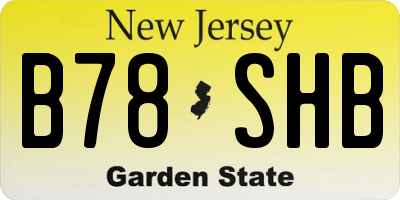 NJ license plate B78SHB