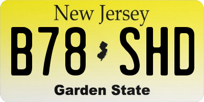 NJ license plate B78SHD