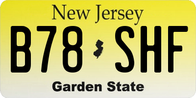 NJ license plate B78SHF
