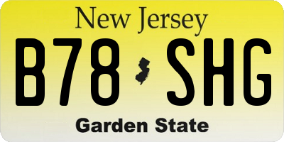 NJ license plate B78SHG