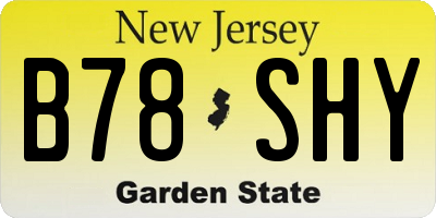 NJ license plate B78SHY