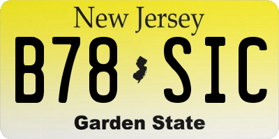 NJ license plate B78SIC